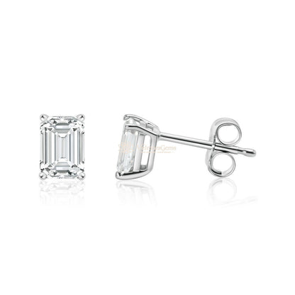 14K White Gold Emerald Matching Stud Earrings