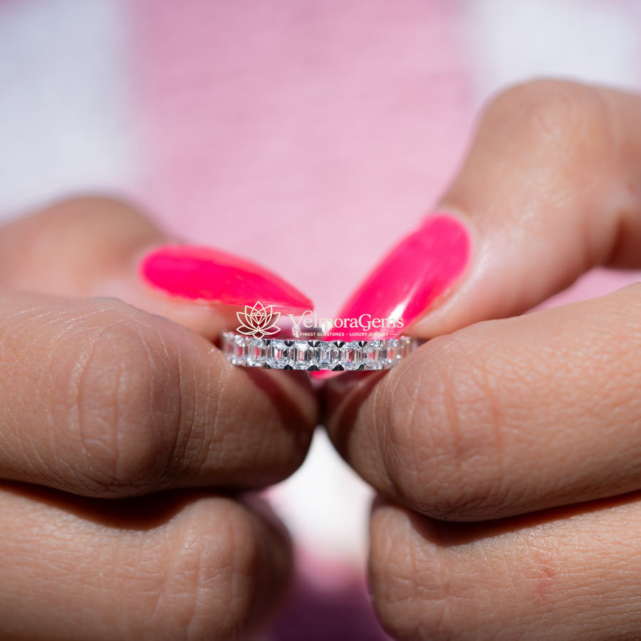 Emerald Lab-Created Diamond Eternity Band E-F VS)