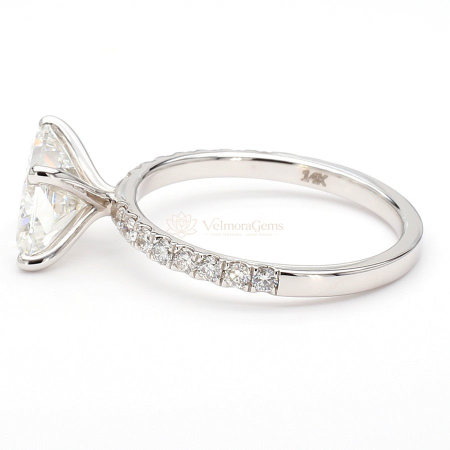 14K White Gold Radiant East-West Pave Ring