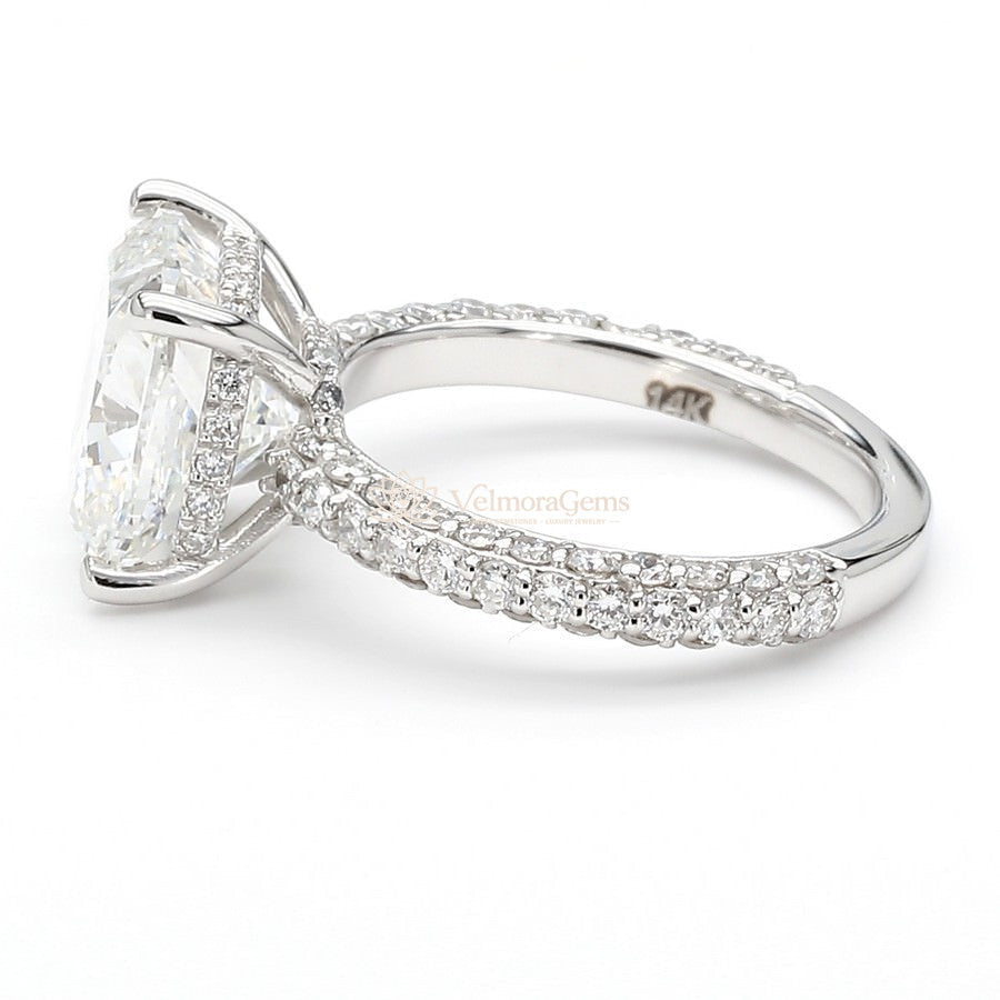 IGI Certified Lab-Created Diamond Cushion 3-Way Pave Hidden Halo Ring F VS)