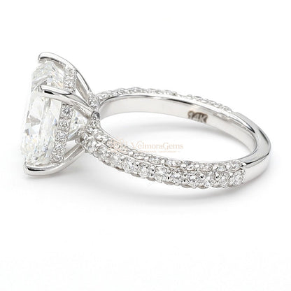 IGI Certified Lab-Created Diamond Cushion 3-Way Pave Hidden Halo Ring F VS)