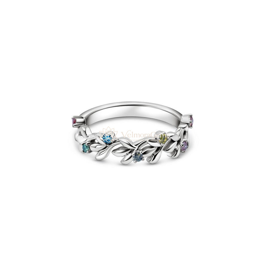 Multicolor Lab-Created Diamond Floral Ring VS)