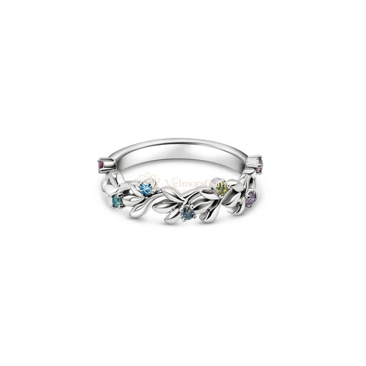 Multicolor Lab-Created Diamond Floral Ring VS)