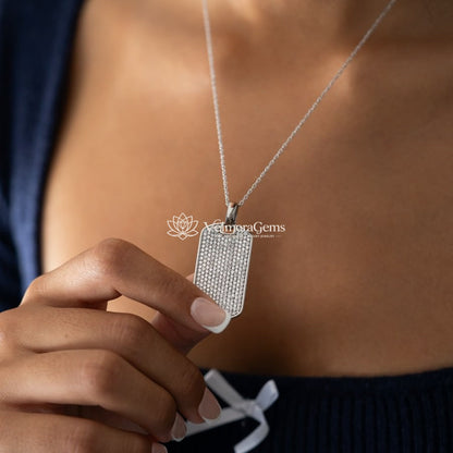 Full Pave Diamond Dog Tag Necklace F-G VS)