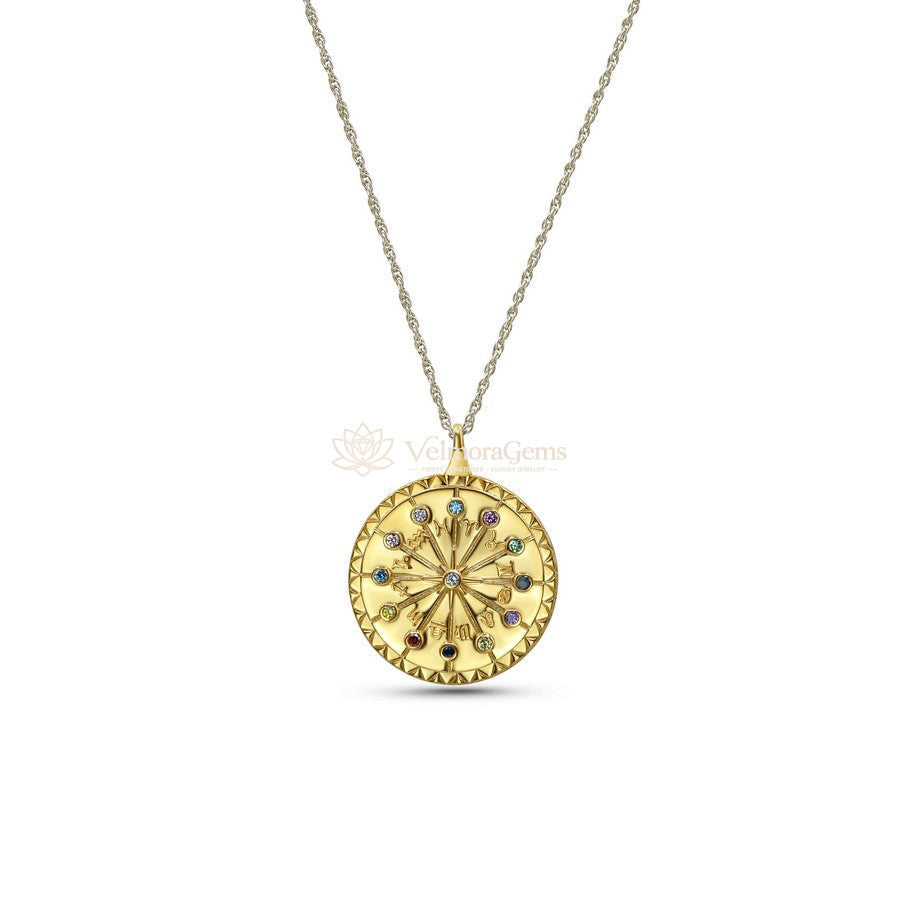 Multicolored Lab-Created Diamond Zodiac Pendant Necklace VS)