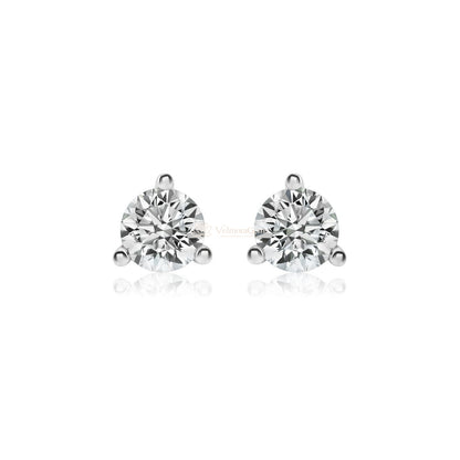 Lab-Created Diamond 3 Prong Martini Push Back Stud Earrings F-G VS)