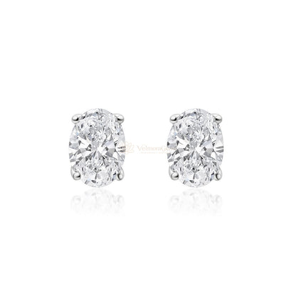 14K White Gold Oval Matching Stud Earrings