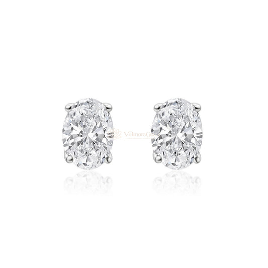 14K White Gold Oval Matching Stud Earrings