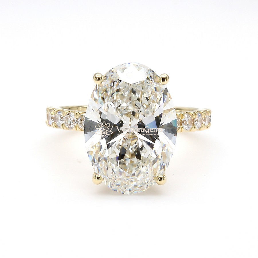 IGI Certified Lab-Created Diamond Oval Hidden Halo 3/4 Pave Ring F VS)