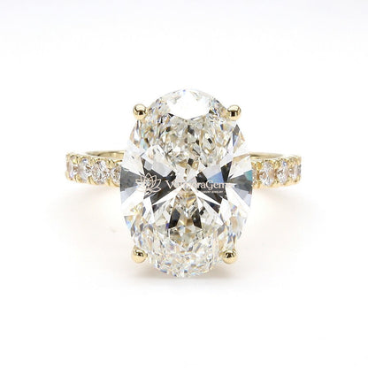 IGI Certified Lab-Created Diamond Oval Hidden Halo 3/4 Pave Ring F VS)