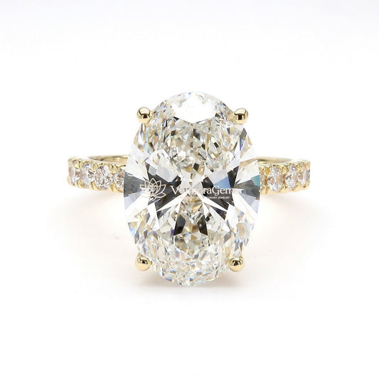 IGI Certified Lab-Created Diamond Oval Hidden Halo 3/4 Pave Ring F VS)