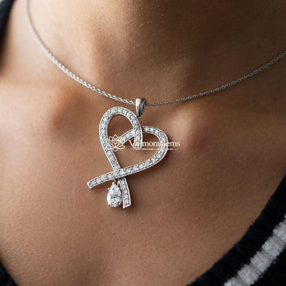 Lab-Created Diamond Teardrop Heart Pendant E-F VS)