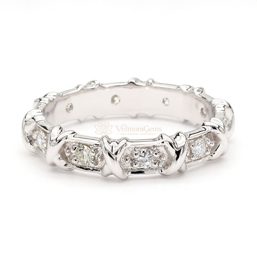 Natural Diamond "X" Station Eternity Band