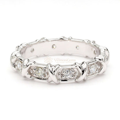 Natural Diamond "X" Station Eternity Band