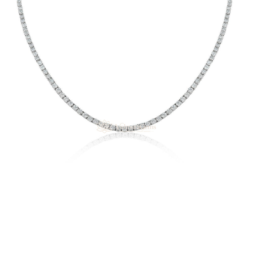 Lab-Created Round Diamond 4-Prong Tennis Necklace F-G VS)