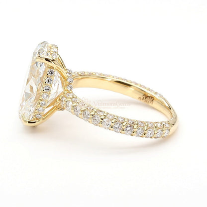 IGI Certified Lab-Created Oval Diamond 3-Way 3/4 Pave Hidden Halo Ring F VS)