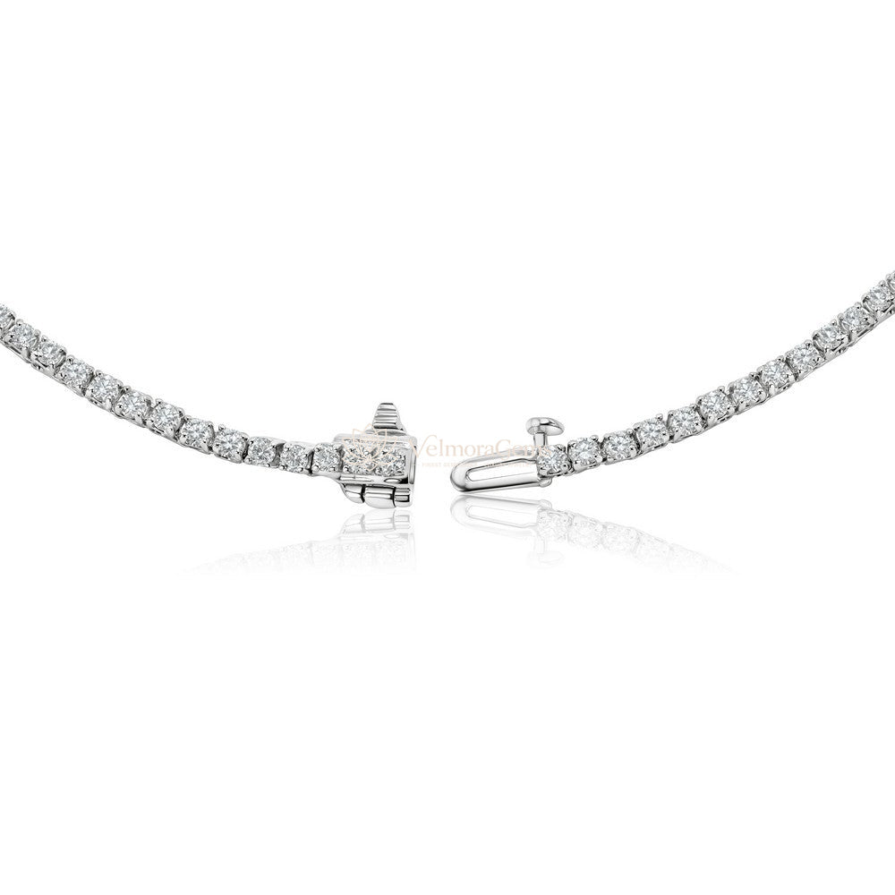 Lab-Created Round Diamond 4-Prong Tennis Necklace F-G VS)