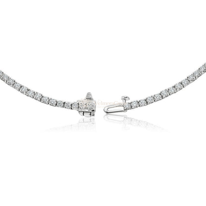 Lab-Created Round Diamond 4-Prong Tennis Necklace F-G VS)