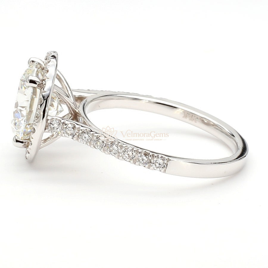 IGI Certified Lab-Created Diamond Round Halo Pave Ring F VS)