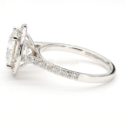 IGI Certified Lab-Created Diamond Round Halo Pave Ring F VS)
