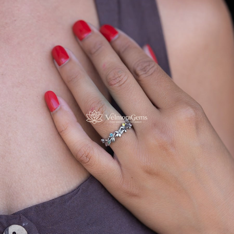 Multicolor Lab-Created Diamond Floral Ring VS)