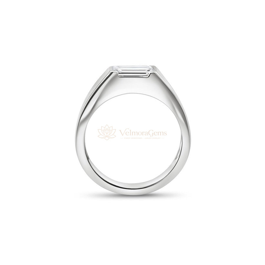 IGI Certified Lab-Created Diamond Emerald Bezel Ring F VS)