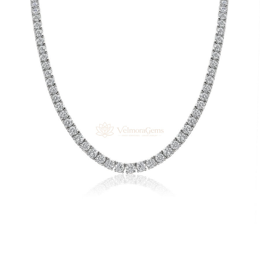 Lab-Created Round Diamond Tennis Necklace F-G SI)