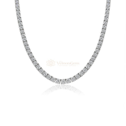 Lab-Created Round Diamond Tennis Necklace F-G SI)