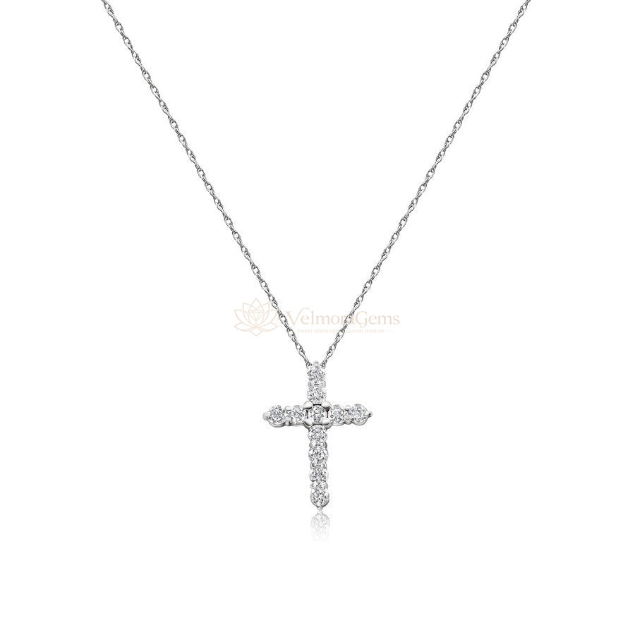 Lab-Created Diamond Cross Necklace F-G VS)