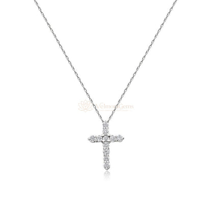 Lab-Created Diamond Cross Necklace F-G VS)
