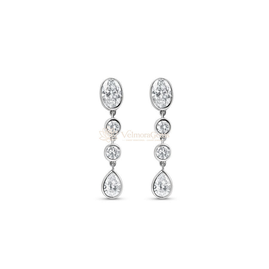 Lab-Created Diamond Multi-Shape Bezel Diamond Drop Earrings E-F VS)