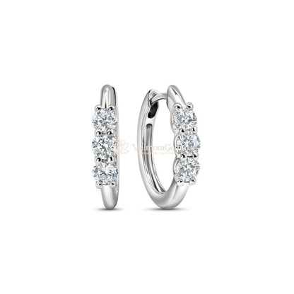 Lab-Created Diamond 3 Stone Huggie Earrings F-G VS)