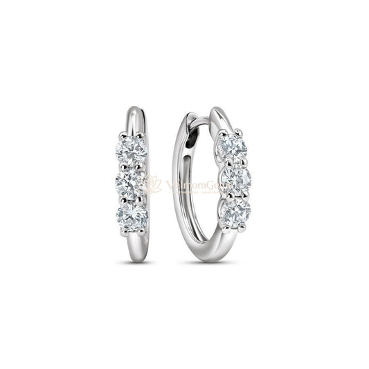 Lab-Created Diamond 3 Stone Huggie Earrings F-G VS)