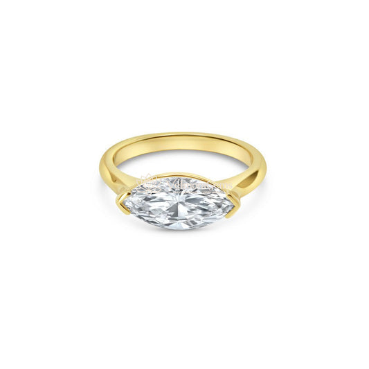 IGI Certified Lab-Created Diamond Marquise Half Bezel Ring F VS)