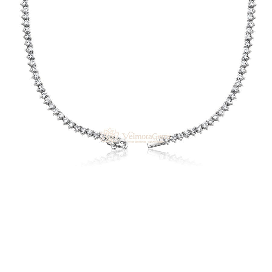 Lab-Created 3-Prong Diamond Riviera Necklace F-G VS)