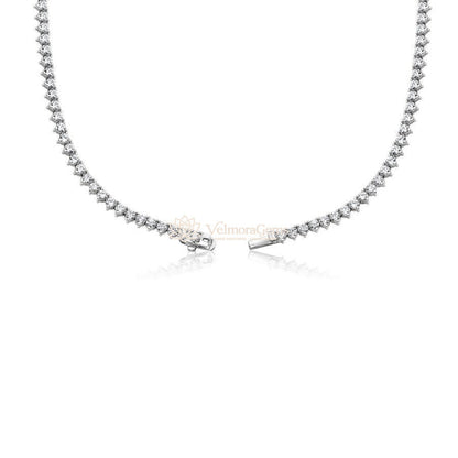 Lab-Created 3-Prong Diamond Riviera Necklace F-G VS)