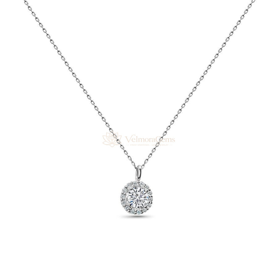 Lab-Created Diamond Halo Pendant F-G SI)