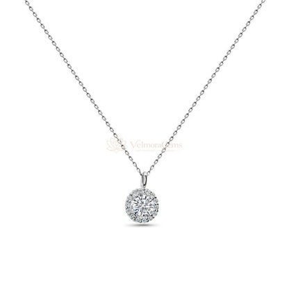 Lab-Created Diamond Halo Pendant F-G SI)