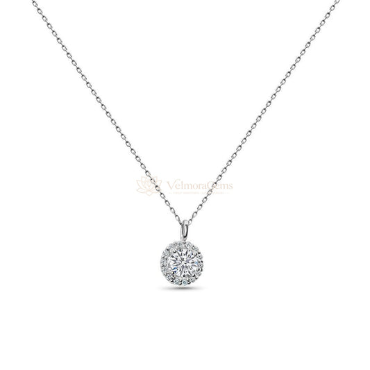 Lab-Created Diamond Halo Pendant F-G SI)