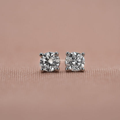 Lab-Created Diamond 4 Prong Basket Screw Back Stud Earring F-G VS)