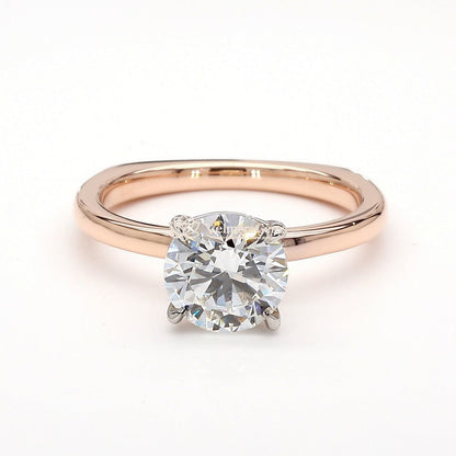14K Rose Gold Round Two-Tone Euro Shank Ring