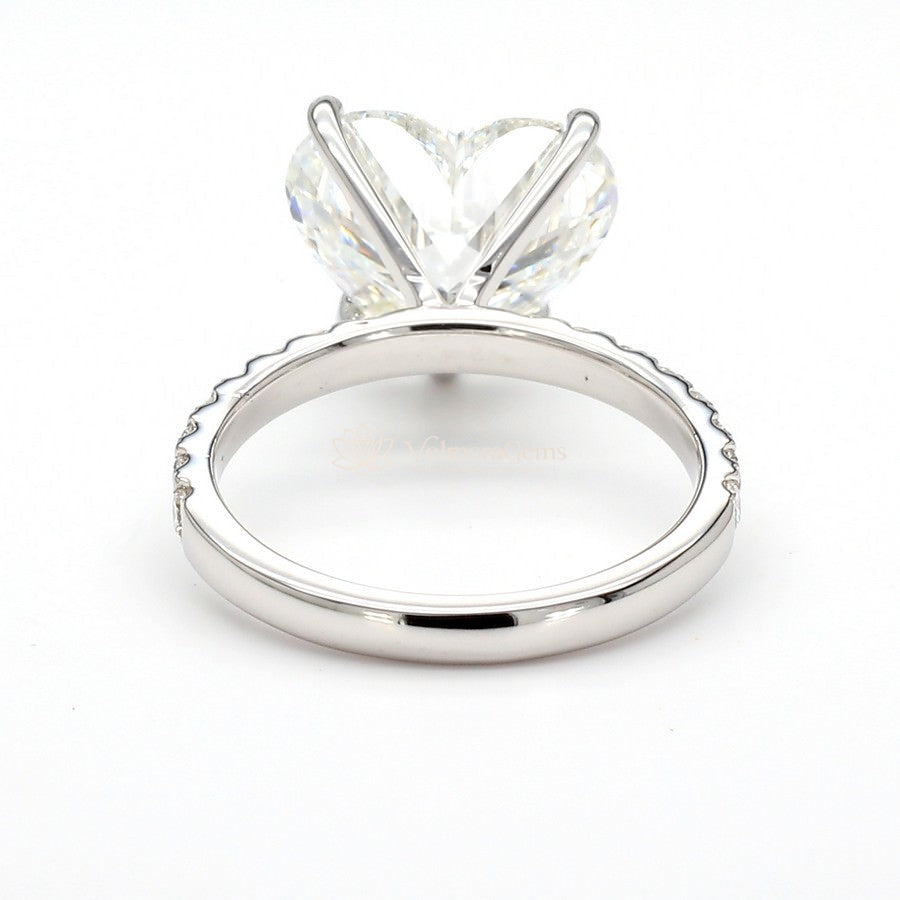 14K White Gold Heart Pave Ring