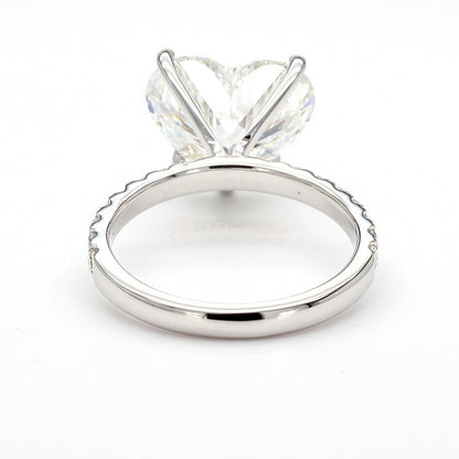 14K White Gold Heart Pave Ring