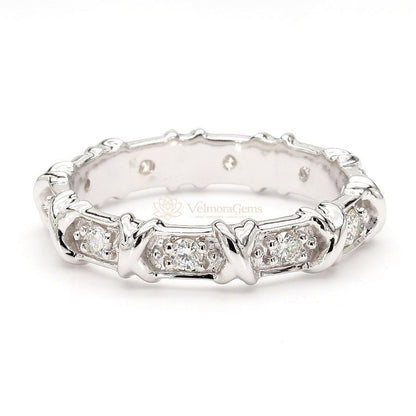 Natural Diamond "X" Station Eternity Band