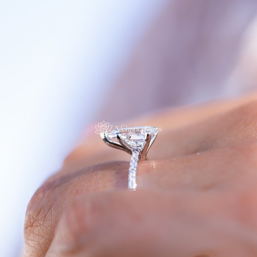 IGI Certified Lab-Created Diamond Pear Shape Pave Ring (F VS)