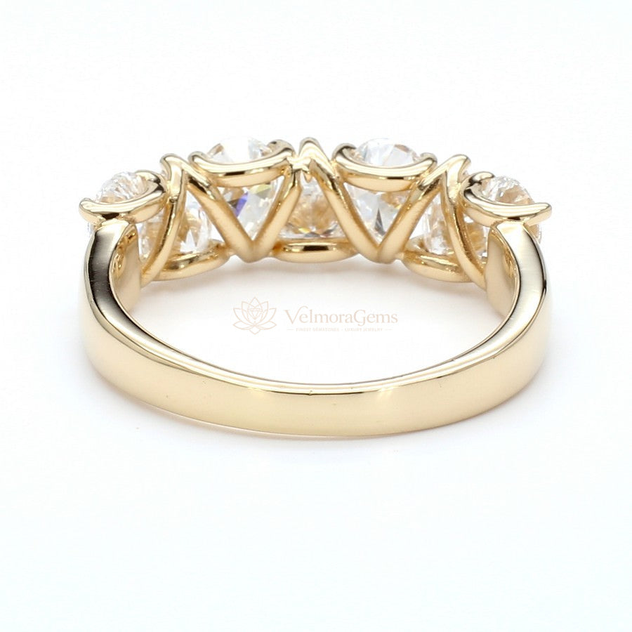 Lab-Created Diamond Alternating Pear 7 Stone Anniversary Ring E-F VS)