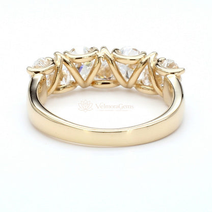 Lab-Created Diamond Alternating Pear 7 Stone Anniversary Ring E-F VS)