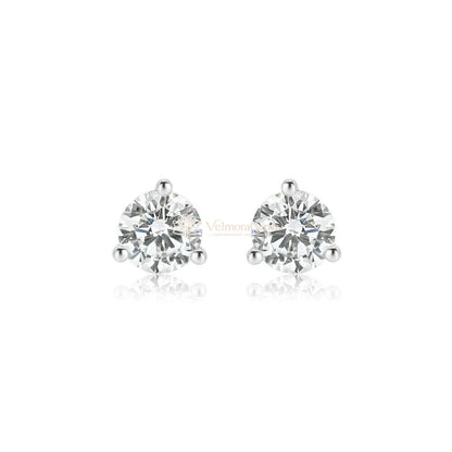 Natural Diamond 3 Prong Martini Push Back Stud Earring G-H SI3)