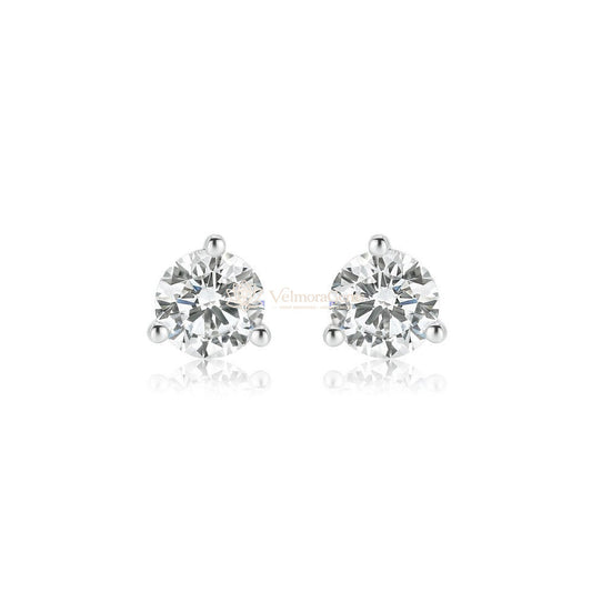 Natural Diamond 3 Prong Martini Push Back Stud Earring G-H SI3)