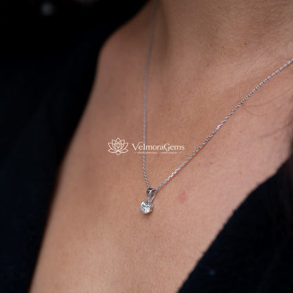 Lab-Created Diamond Solitaire Pendant Necklace F-G SI)